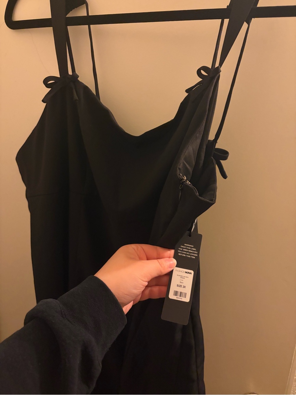 Fashion Nova Black Mini Dress with Tie Straps